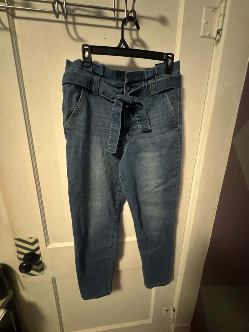Energie Paperbag Waist Straight Leg Denim Pants Size 13